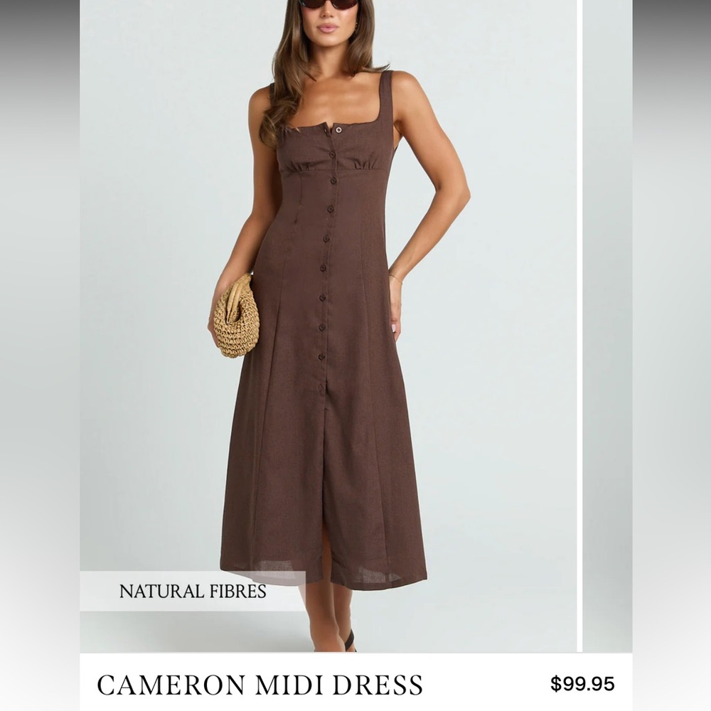 Showpo Cameron Midi Dress, Brown